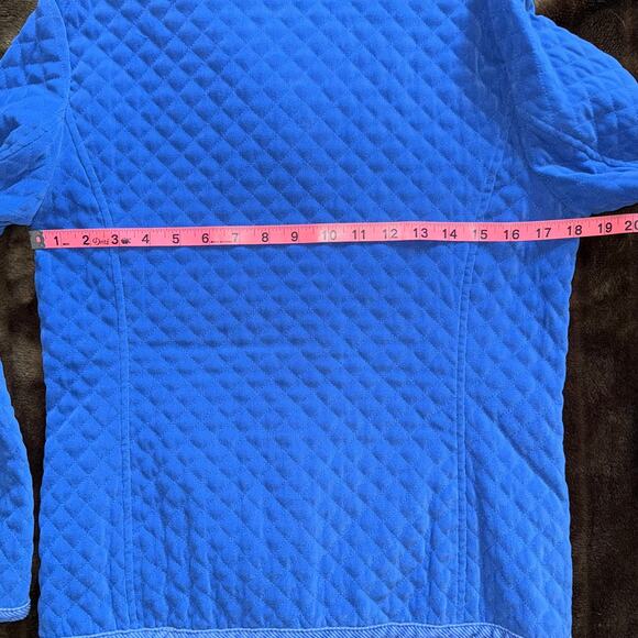 Talbots Petites P Cobalt Blue Stretch Polyester Quilted Light Jacket Snap Front - Picture 6 of 9